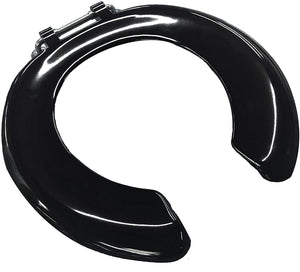 Celmac Adult A Crescent Gap Front Single Flap Toilet Seat with Steel Hinges in Black SCR53BL