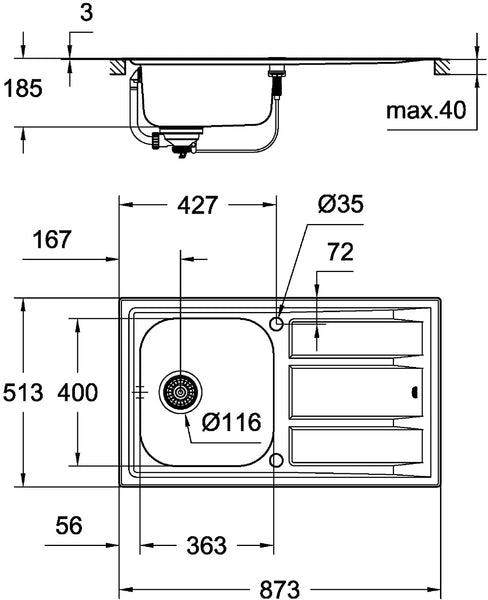 GROHE 31568SD0 | K400+ Sink 1.0 bowl | Stainless Steel
