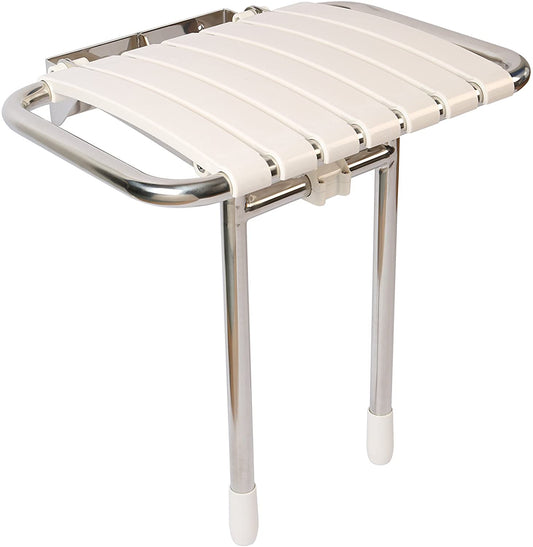 Croydex Newport Fold Up Seat, Metal, White, 36x35x48.5 cm