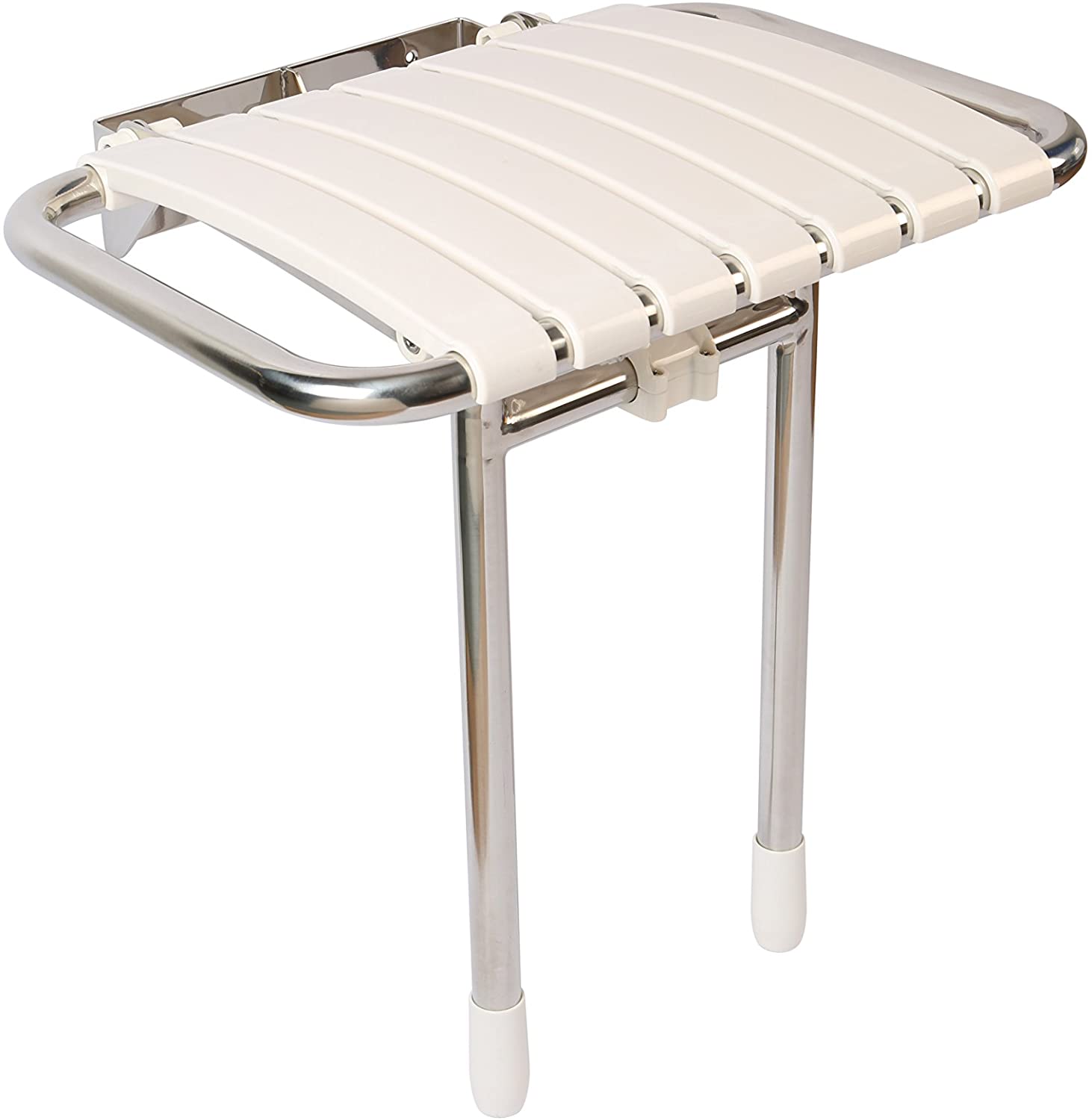 Croydex Newport Fold Up Seat, Metal, White, 36x35x48.5 cm