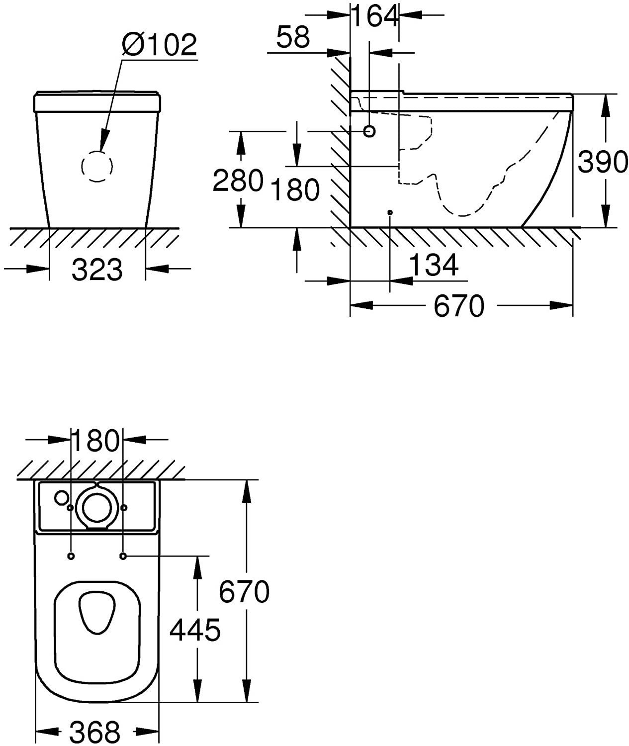 GROHE Stand Floor Standing WC Euro Ceramic 39338í«ÌÎ_without Cistern Alpine White