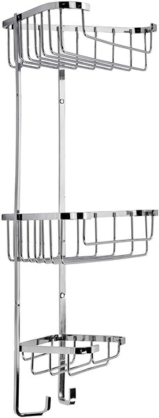 Croydex Stainless Steel Three Tier Corner Basket Shower Caddy, 10 Year Rust Free Guarantee