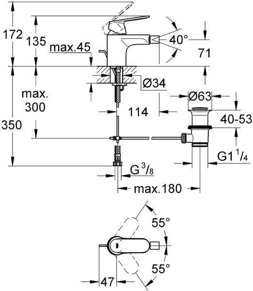 GROHE 32839000 Eurosmart Cosmopolitan Bidet Mixer