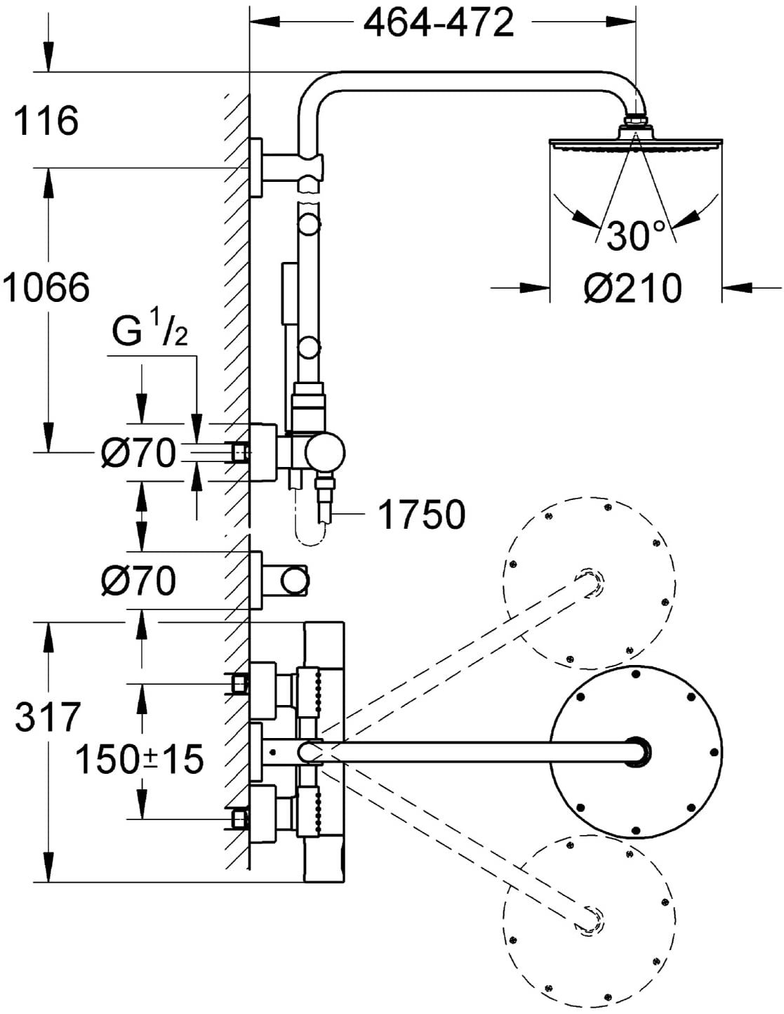 GROHE Rainshower 400 Shower System with Thermostat