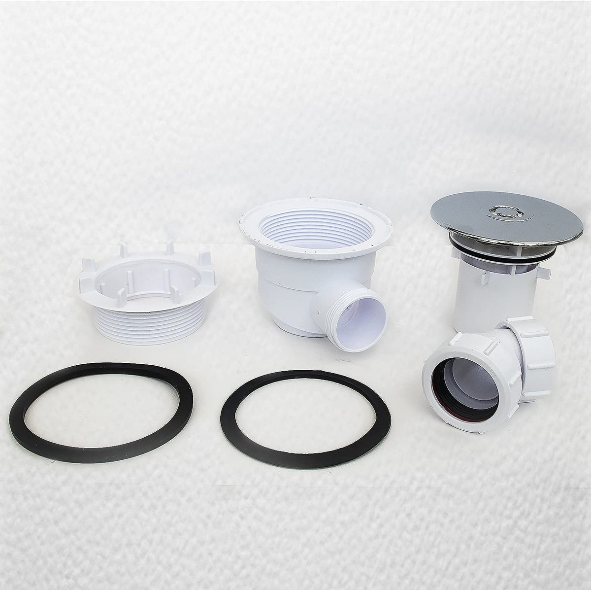 McAlpine ST90CP10 90mm Shower Trap Chrome Plated Plastic, White The