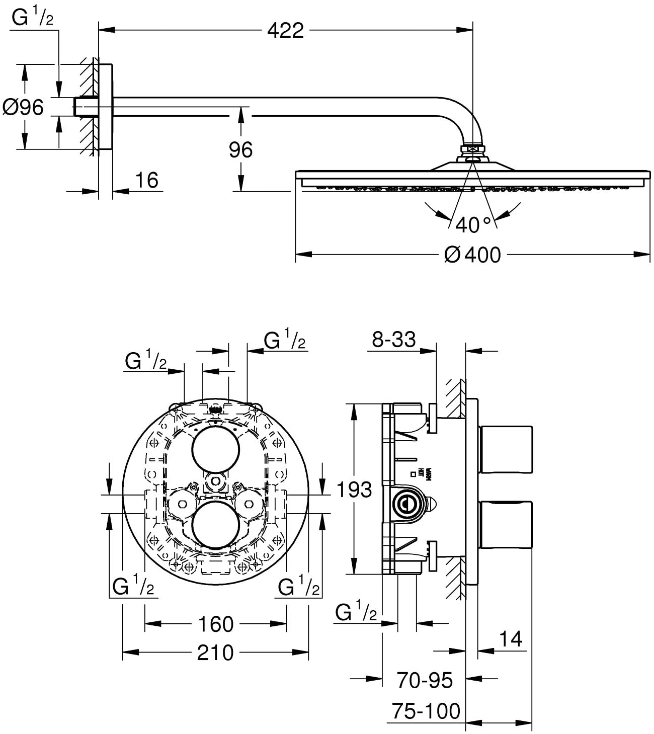 Grohe Rainshower 400åÊ26260000åÊConcealed Shower Set
