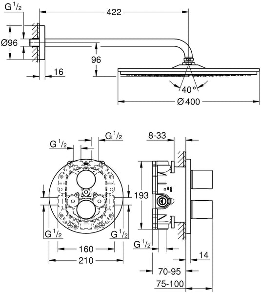 Grohe Rainshower 400åÊ26260000åÊConcealed Shower Set