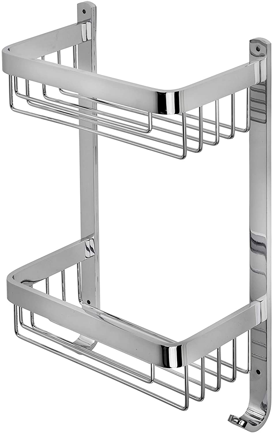 Croydex Aluminium Large Two Tier Basket, Metal, Chrome, 12.5x25.5x39 cm