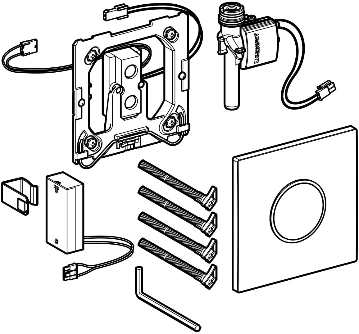 Geberit 116.035. KL. 1åʉÛÒåÊElectronic Discharge System Sigma10, Battery, White/Matt Chrome/Matt Chrome