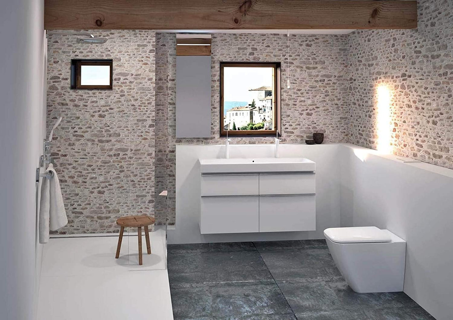 Geberit iCon Square 211910 Floor Standing Toilet Flush Mounted 6 L Rimless Closed Shape White with KeraTect 211910600