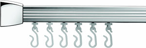 Croydex Professional Profile 800 L-Shaped Shower Rail with Ceiling Support/Hooks and Gliders, 76 x 167.5 cm, Chrome