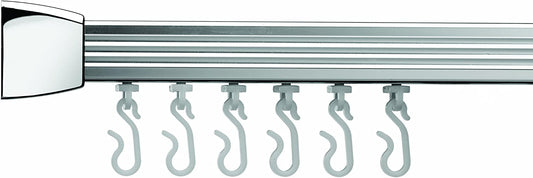 Croydex Professional Profile 800 L-Shaped Shower Rail with Ceiling Support/Hooks and Gliders, 91.5 x 91.5 cm, Chrome