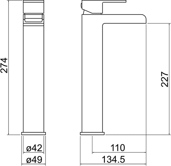 Trisen Warely TT403 Tall Single Lever Mono Basin Mixer (No Waste)