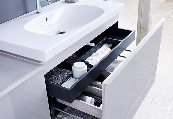 Geberit Acanto Vanity unit Compact 500615, 740x535x416mm, Colour (front/body): glass white/white high gloss lacquered - 500.615.01.2