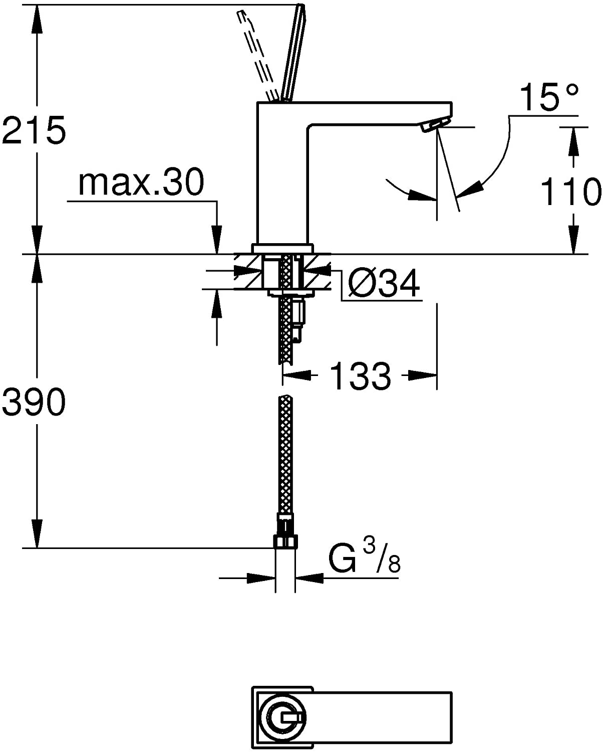 Grohe 23658000 Eurocube Joy Basin Mixer