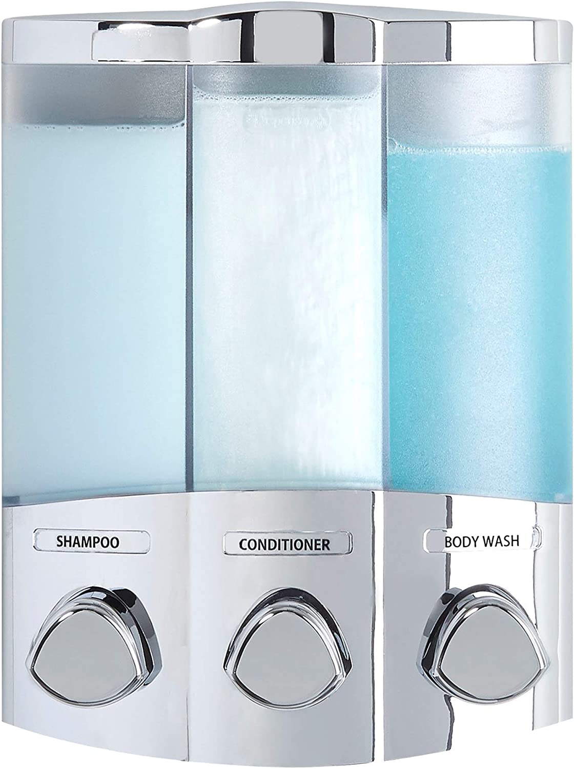 Aviva Euro Series TRIO Three Chamber Soap and Shower Dispenser, Chrome