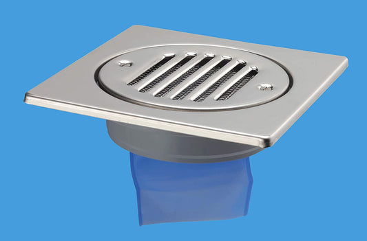 McAlpine 150mm Square Stainless Steel Tile with Internal Non-Return Valve FGT150-SV-110S