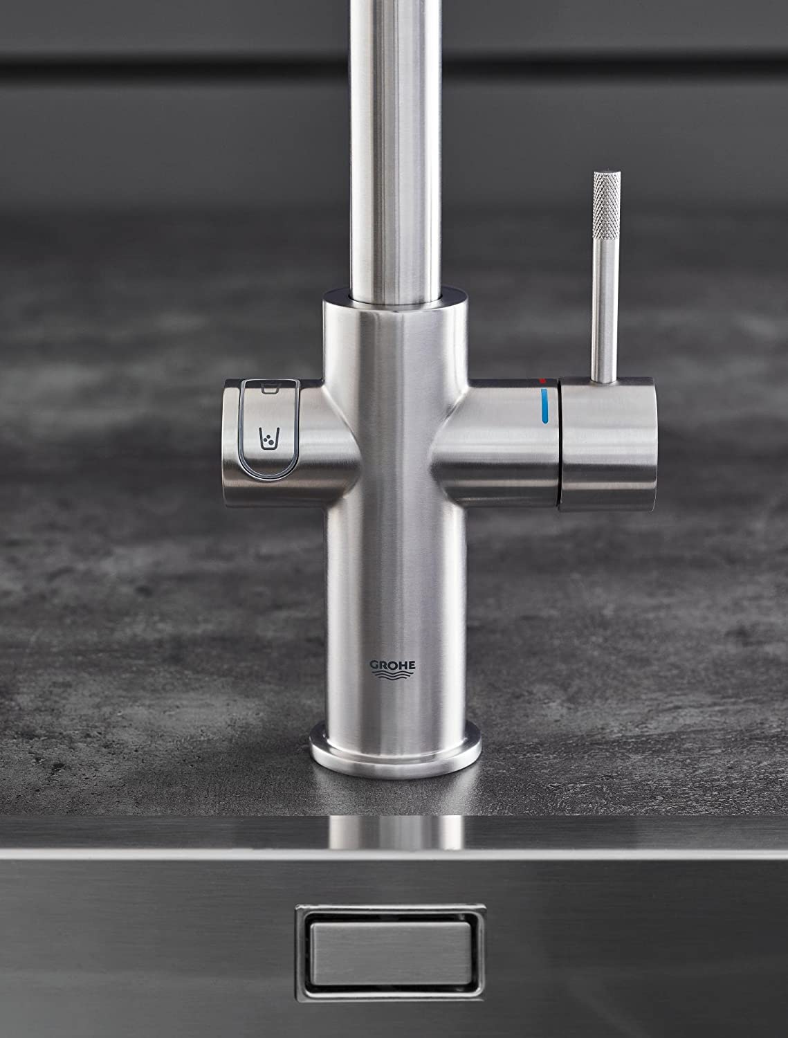 GROHE 31454DC0 High L-Spout Blue Home Duo Starter Kit - Stainless Steel (2-Piece)