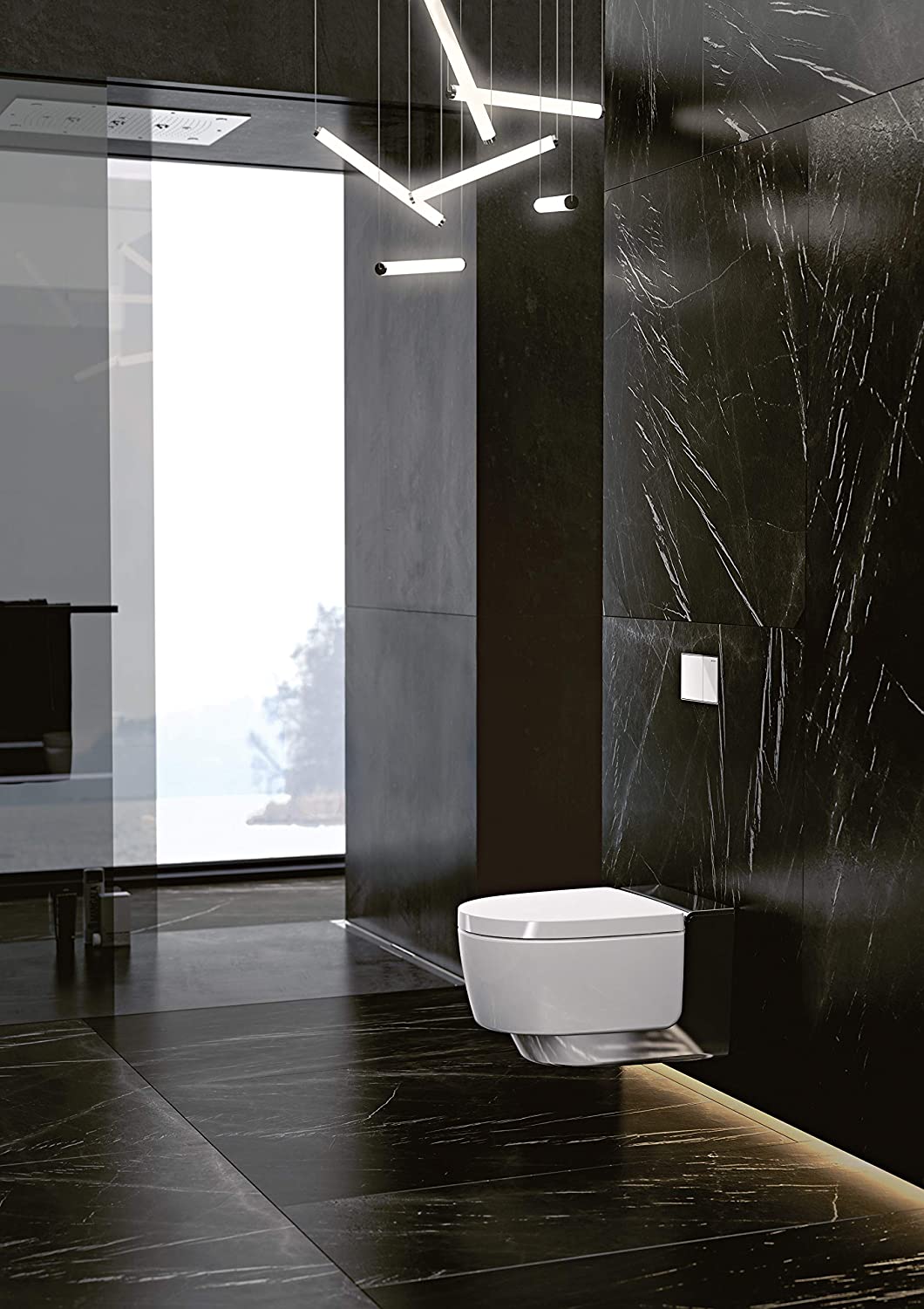 Geberit AquaClean Mera Comfort Complete WC system, flush-mounted, wall-mounted WC, colour: High-gloss chrome-plated - 146.210.21.1