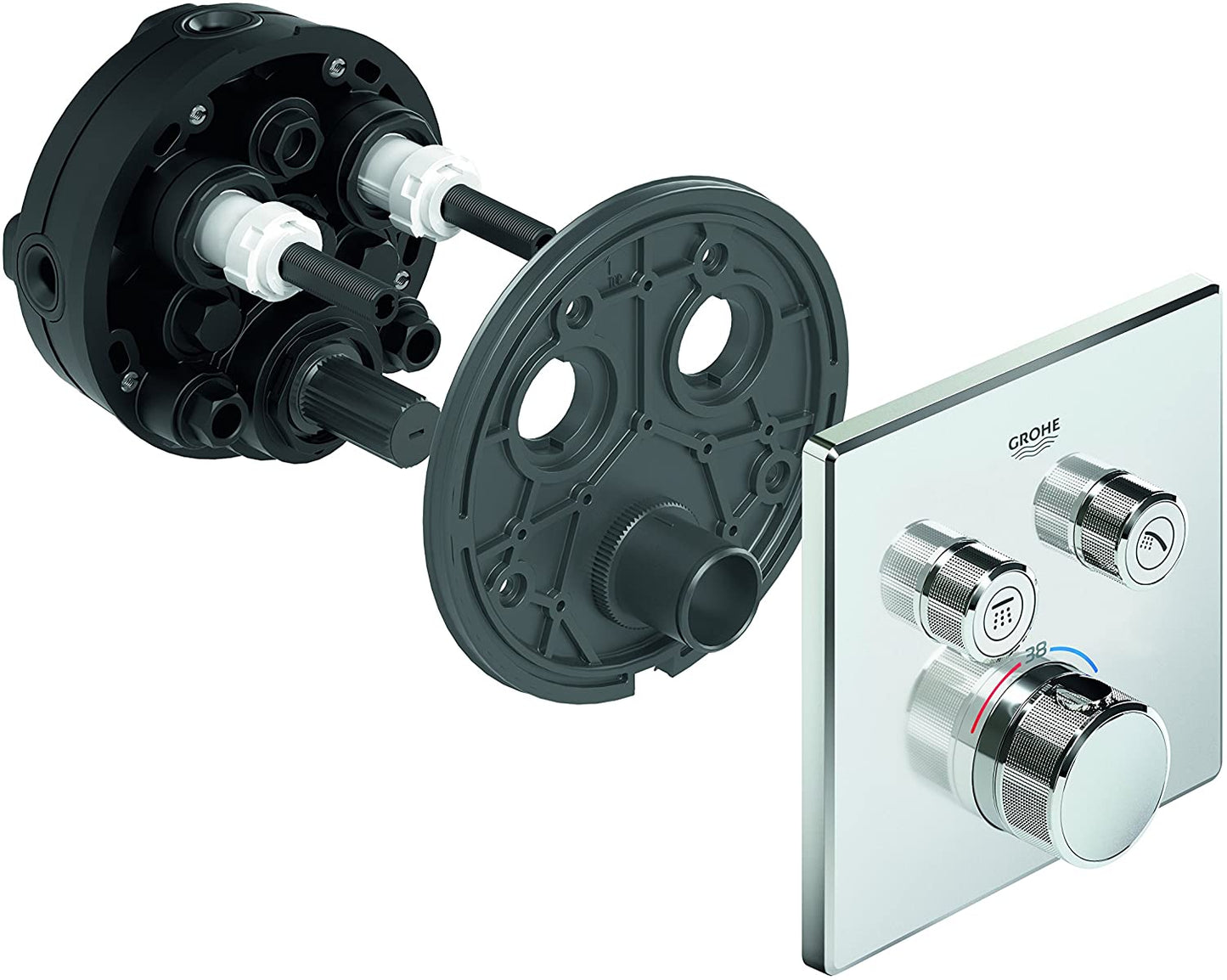 GROHE Grohtherm SmartControl Thermostat with two shut-off valves, colour: super steel - 29124DC0
