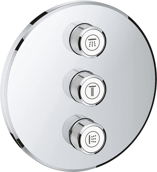 GROHE Grohtherm SmartControl 3-way concealed valve, round wall rose, colour: hard graphite - 29122A00