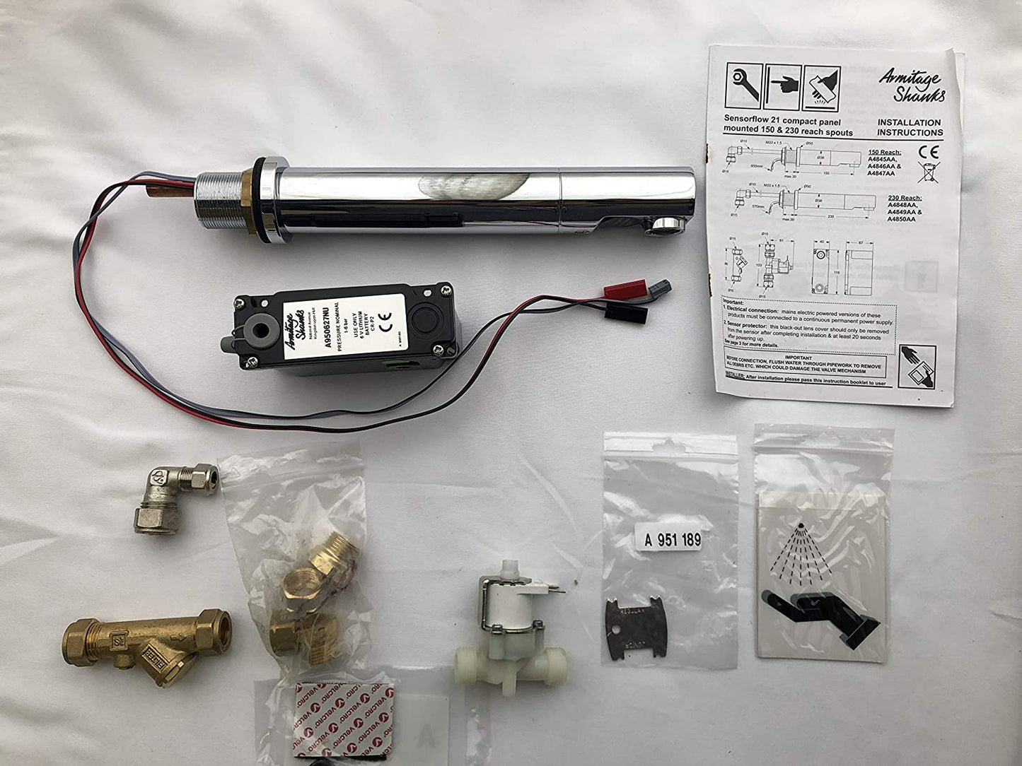 SENSORFLOW 21 Armitage Shanks A4848AA Compact Chrome Battery Operated Non-touch Panel Spout Tap *NEW*