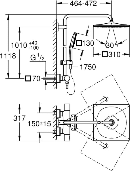 Grohe Rainshower SmartActive 310 Shower System with Built-in Thermostat (Ref. 26649000)