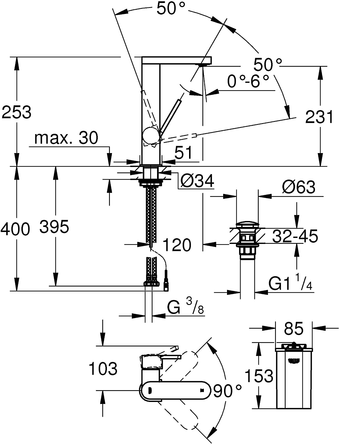 Single-Lever Washbasin Mixer Tap