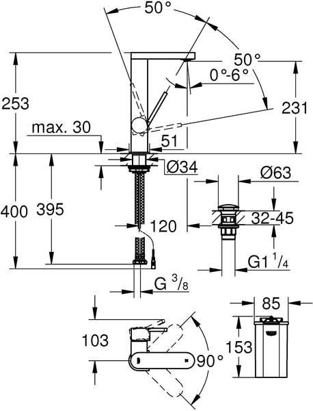 Single-Lever Washbasin Mixer Tap
