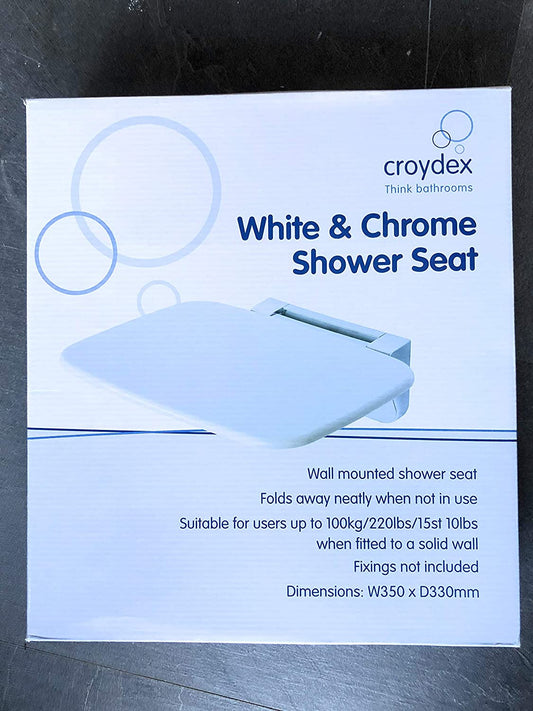 Croydex White & Chrome Shower Seat, White