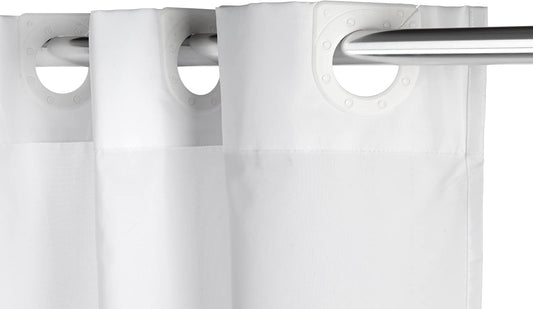 Croydex Hookless Textile White Shower Curtain, No Curtain Rings Required