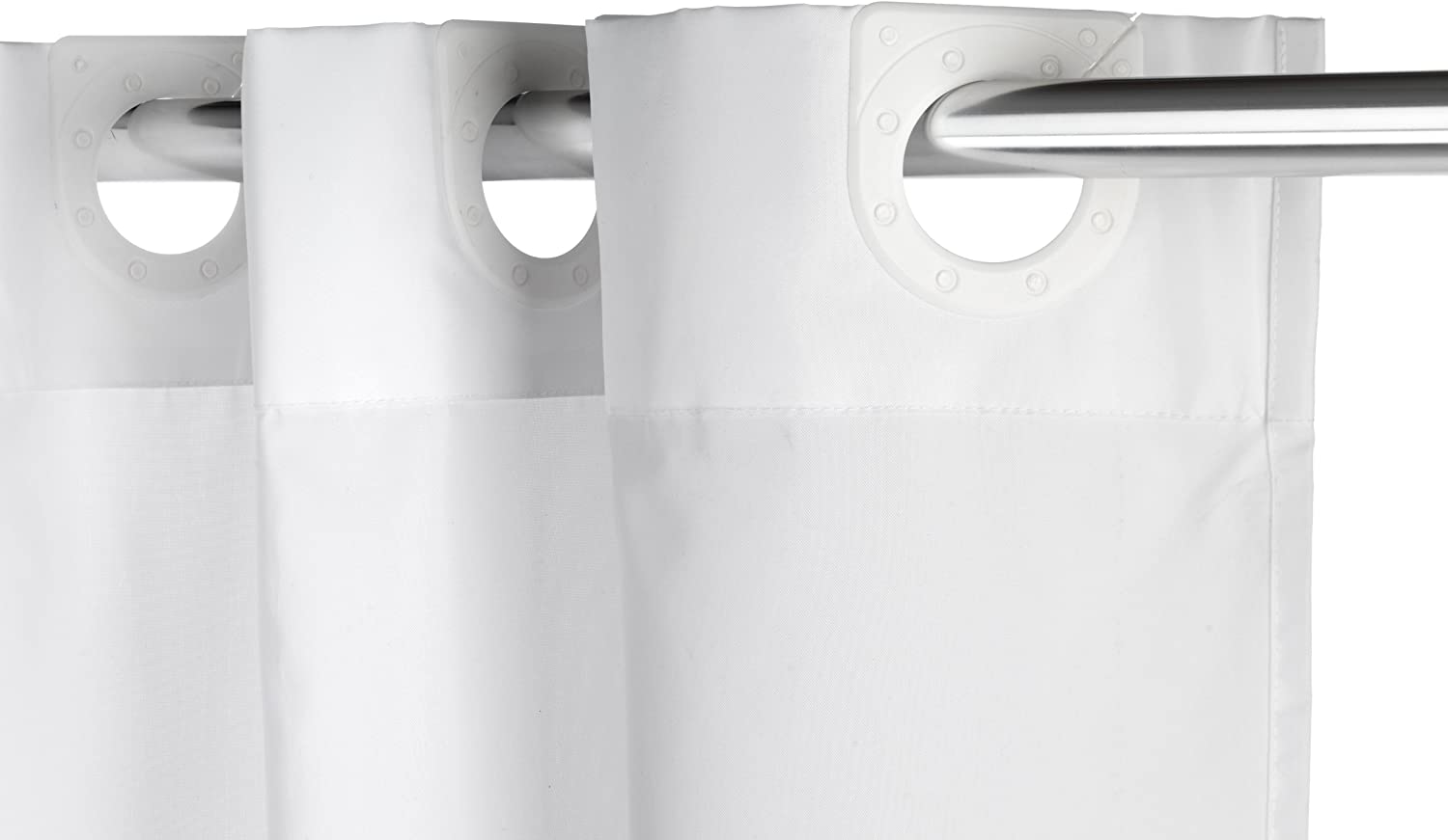 Croydex Hookless Textile White Shower Curtain, No Curtain Rings Required