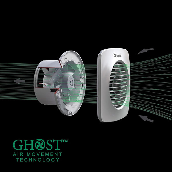 Xpelair DX100S 4-Inch Standard Square Bathroom Fan with Wall Kit