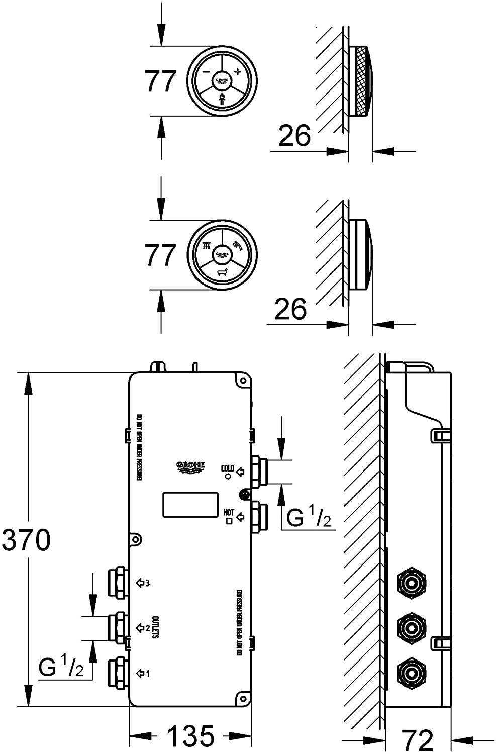 GROHE 36289000 Veris F-Digital Digital Controller and Digital Diverter for Bath