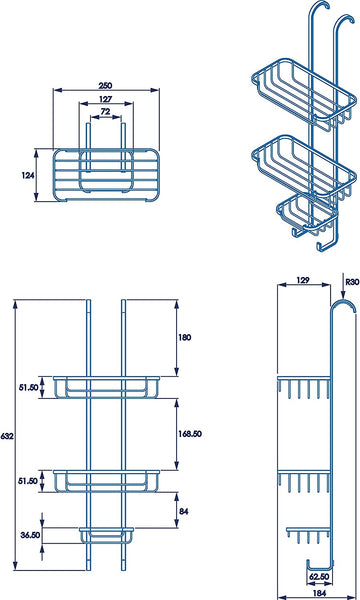 Croydex Chrome 3-Tier Hook Over Shower Caddy, 5 Year Rust Free Guarantee