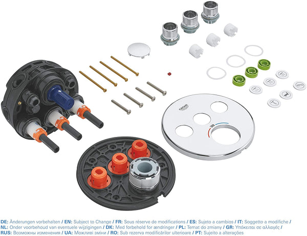 GROHE Grohtherm SmartControl Thermostat with three shut-off valves, round wall rosette, colour: hard graphite brushed - 29121AL0