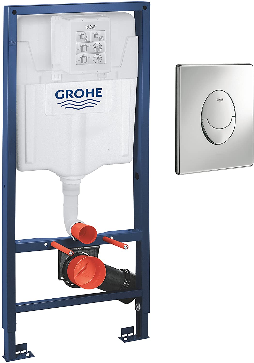GROHE 38536001 Rapid Sl 2-in-1 Set for Wall-Hung Toilet, 1.13 m, Wall Brackets