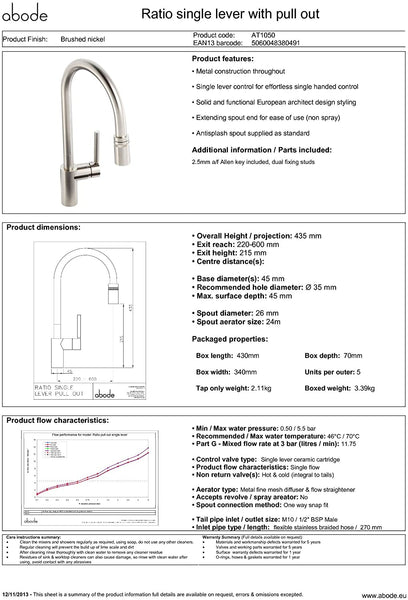 Abode RATIO Single Lever Spray Tap - AT1050