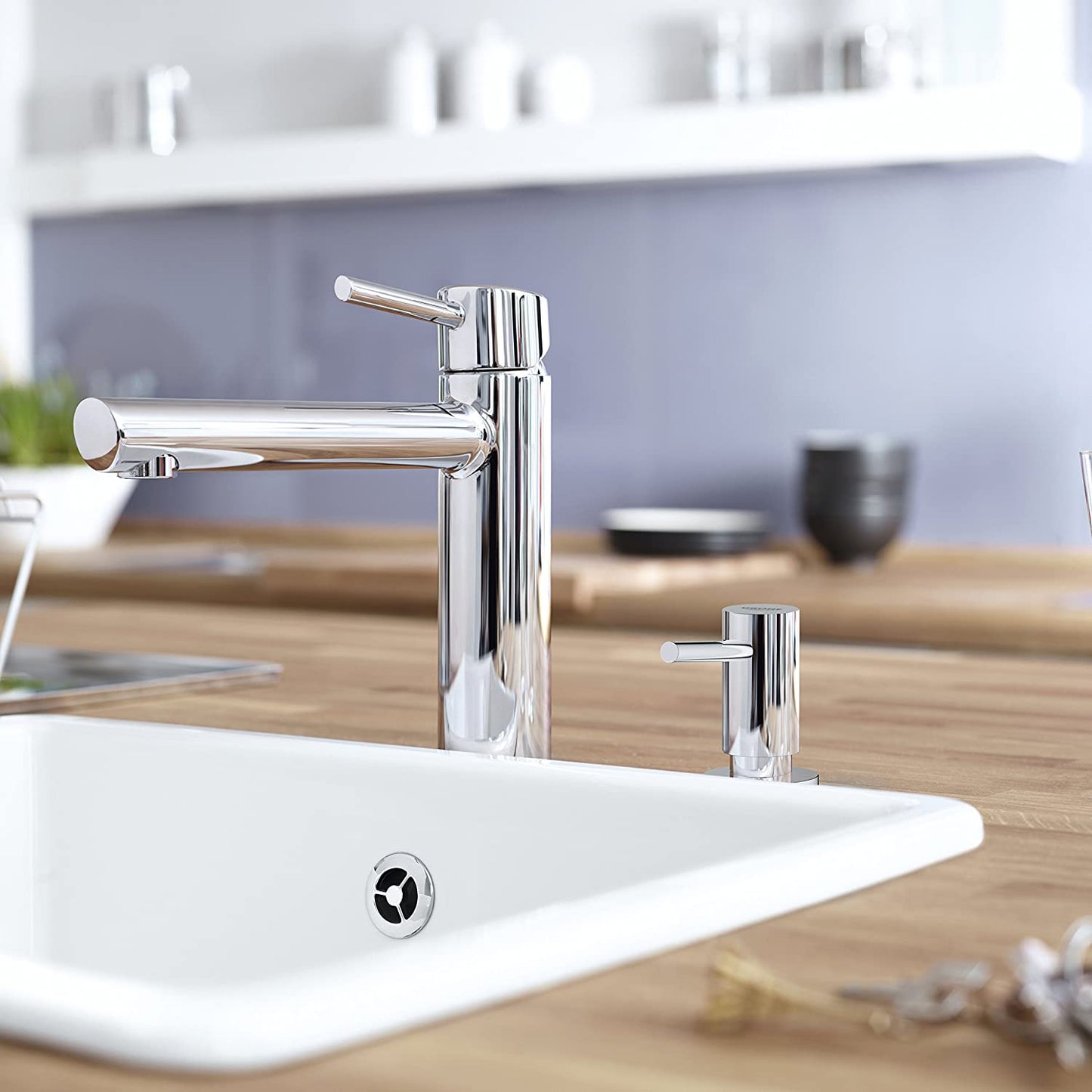 Grohe Contemporary soap dispenser (for liquids, 0.4l storage jar) 40536000, silver, 40536000