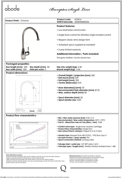 Abode BROMPTON Single Lever Mixer - AT3016