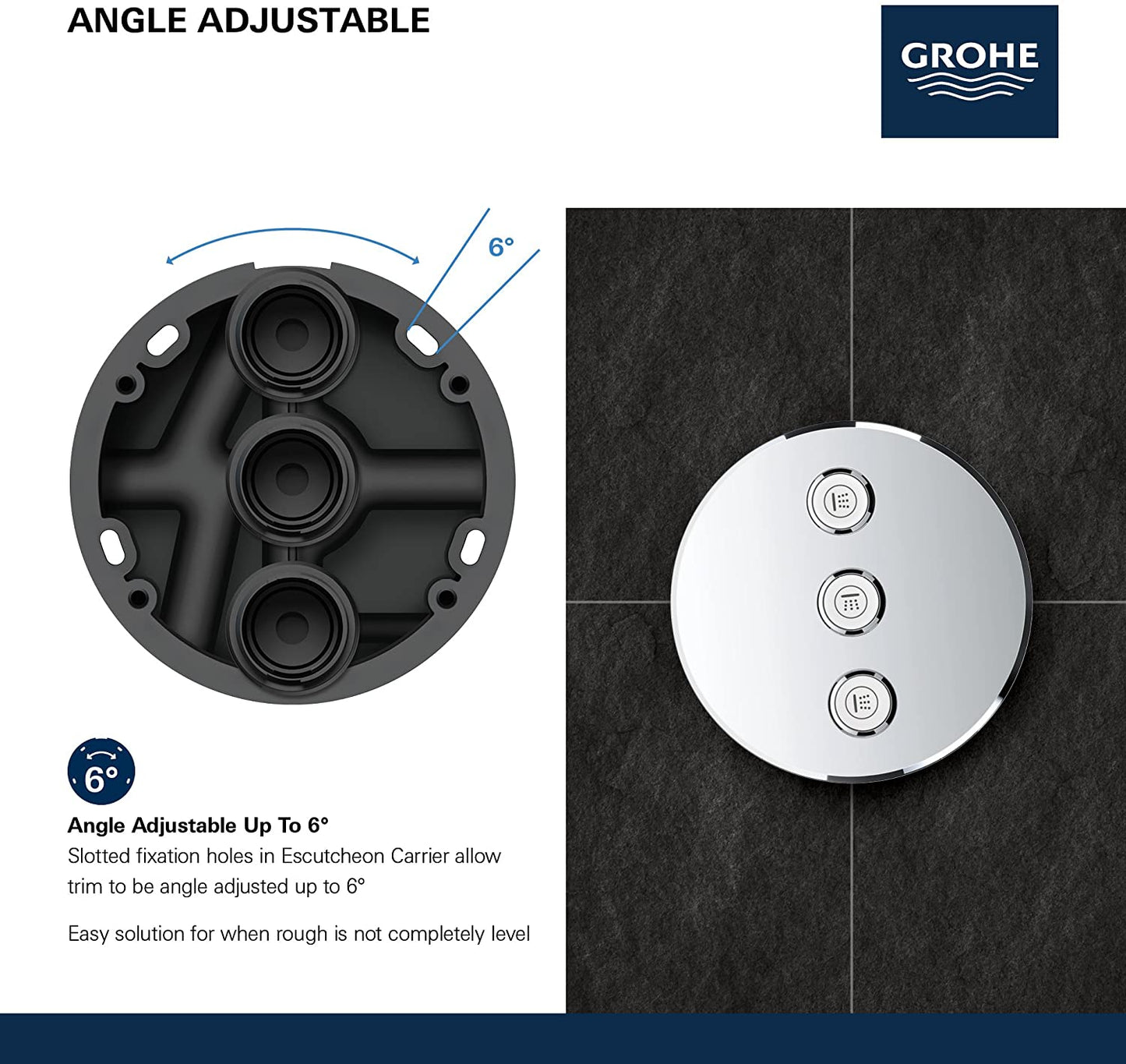 GROHE Grohtherm SmartControl 3-way concealed valve, round wall rose, colour: hard graphite - 29122A00