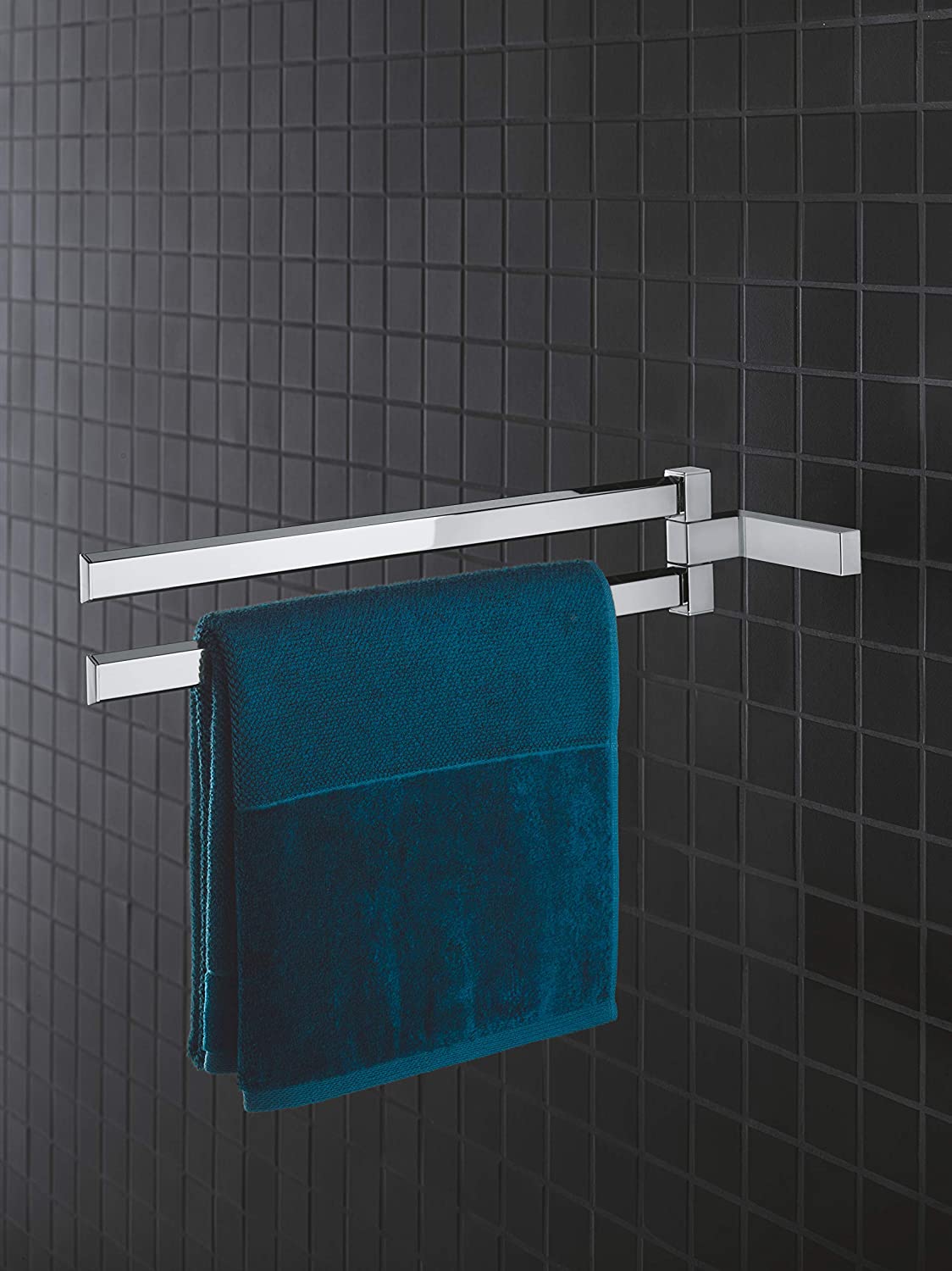GROHE Selection Cube 40768000 Bathroom Accessories Double Towel Rail Metal Chrome