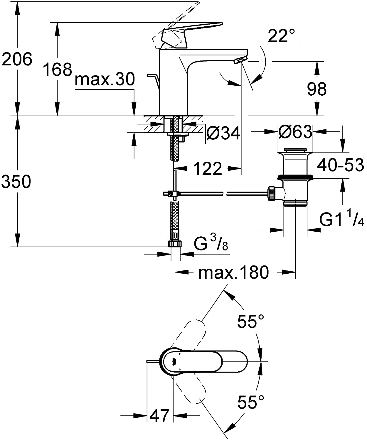 GROHE 32824000 | Eurosmart Cosmopolitan Tap