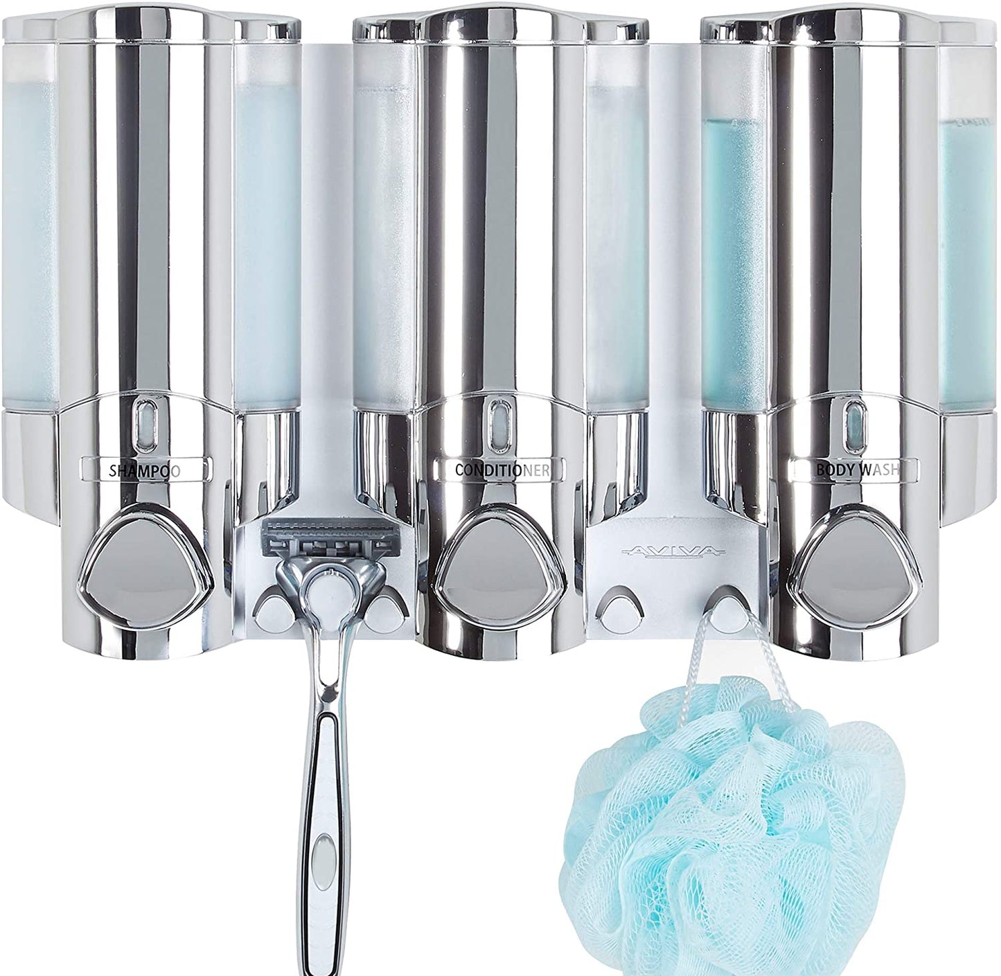 Aviva Better Living Products Three Chamber Dispenser, Chrome