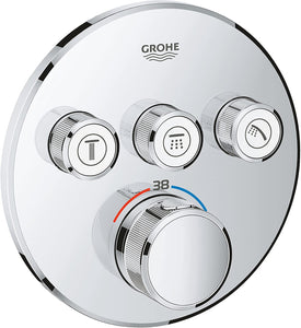 GROHE Grohtherm SmartControl Thermostat with three shut-off valves, round wall rosette, colour: hard graphite brushed - 29121AL0