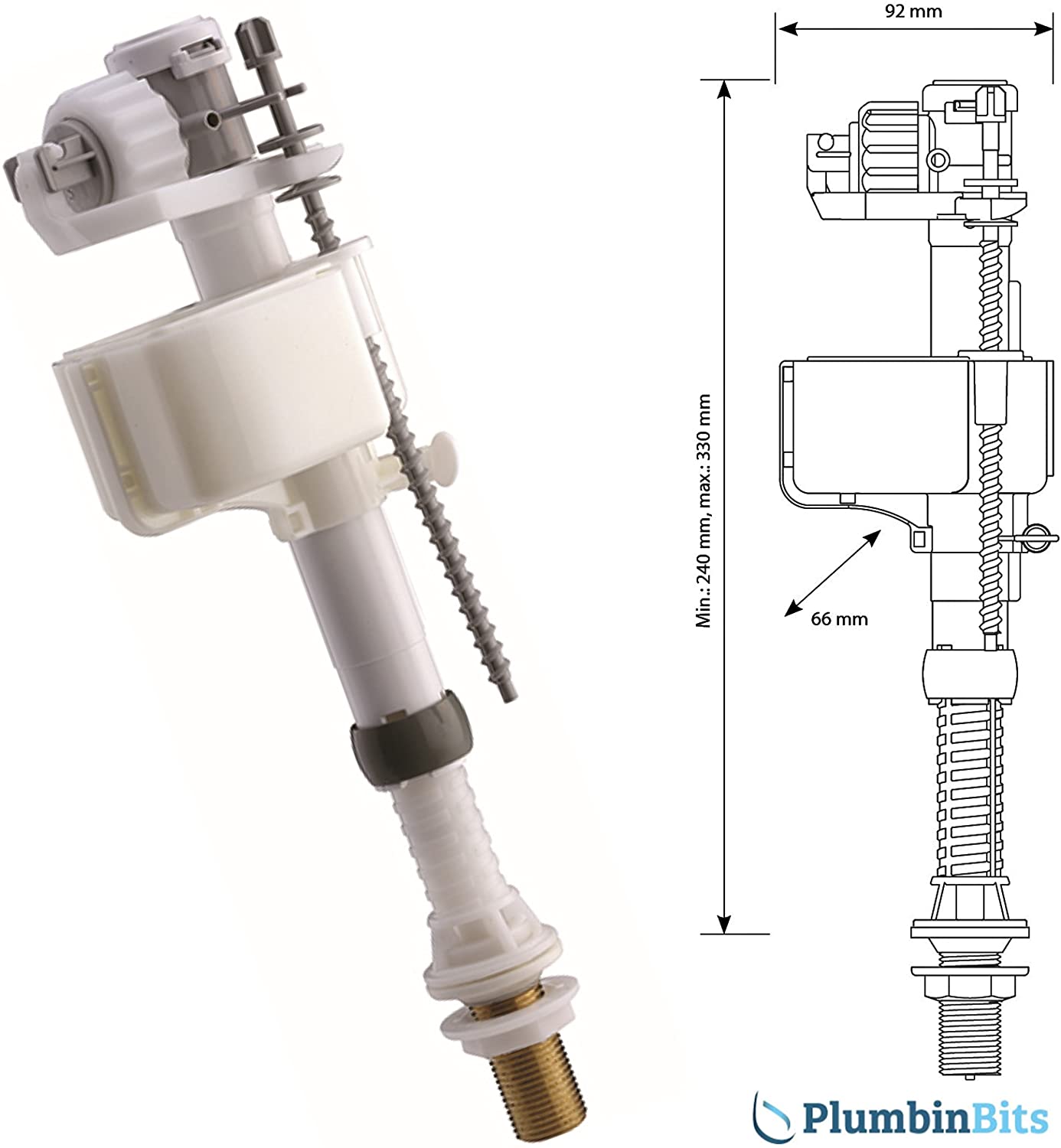 SIAMP 30992110 1/2" BSP 99T Brass Thread Bottom Inlet Valve - White