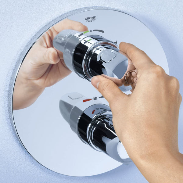 GROHE 19986000 Grohtherm 1000 Thermostatic Bath Trim with 2-Way Diverter (Bath or Shower) for Rapido T-Concealed Thermostat