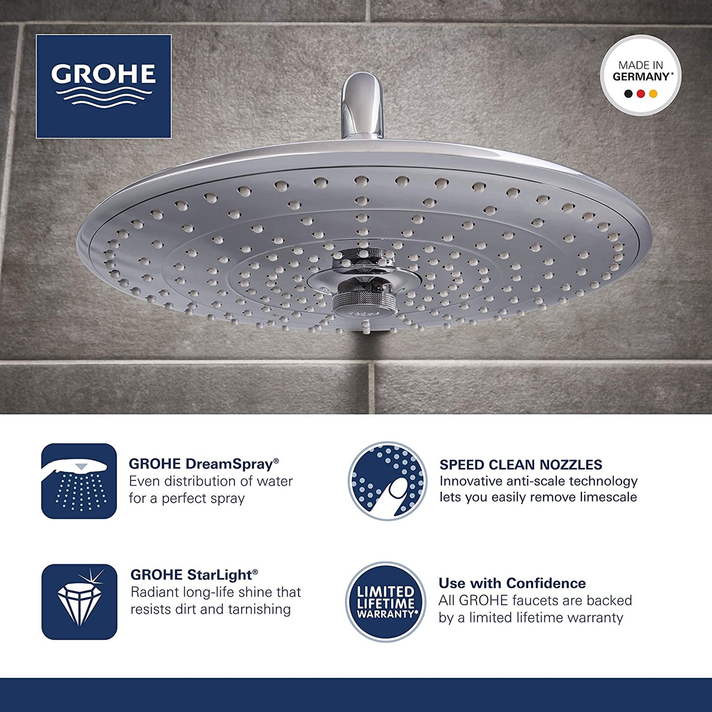 GROHE 26457000 | Euphoria 260 Head Shower | 3 Sprays | Chrome