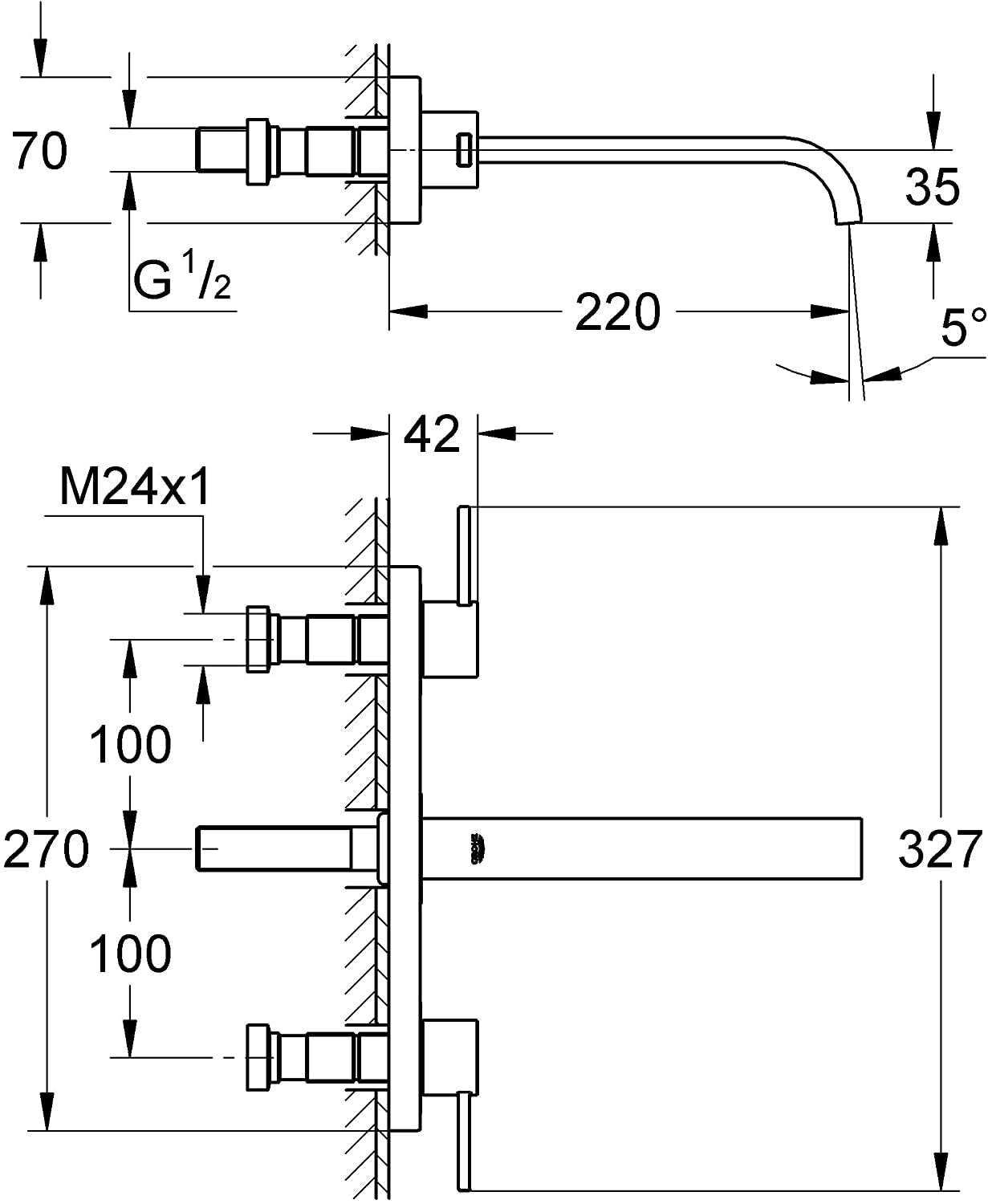 GROHE 20189000 Allure Three-Hole Basin Mixer Tap