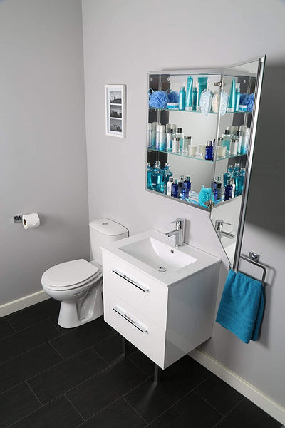 Croydex Langley Single Door Aluminium Cabinet with Hang N Lock Fitting System, 51 x 66 cm